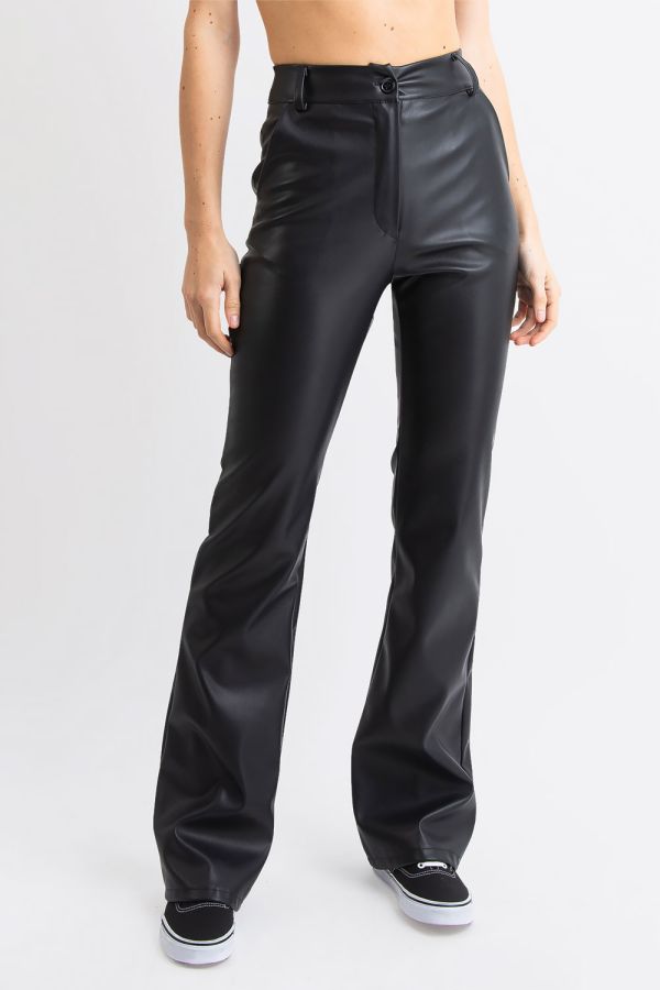 High waist Faux Leather Pants - Hunter