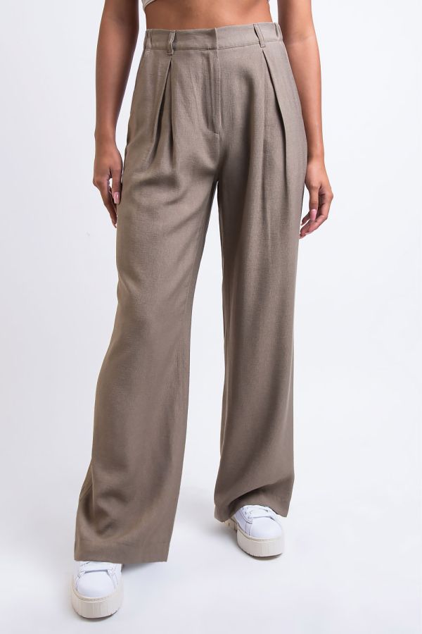 High Waist Pleated Wide Pants - Sienna