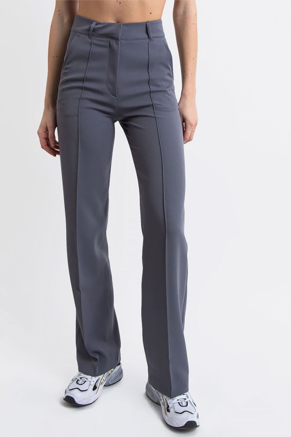 High waist Suit Pants With Pintucks - Sally Mid Gray