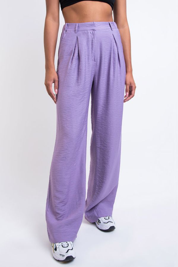 High Waist Pleated Wide Pants - Sienna Lilac