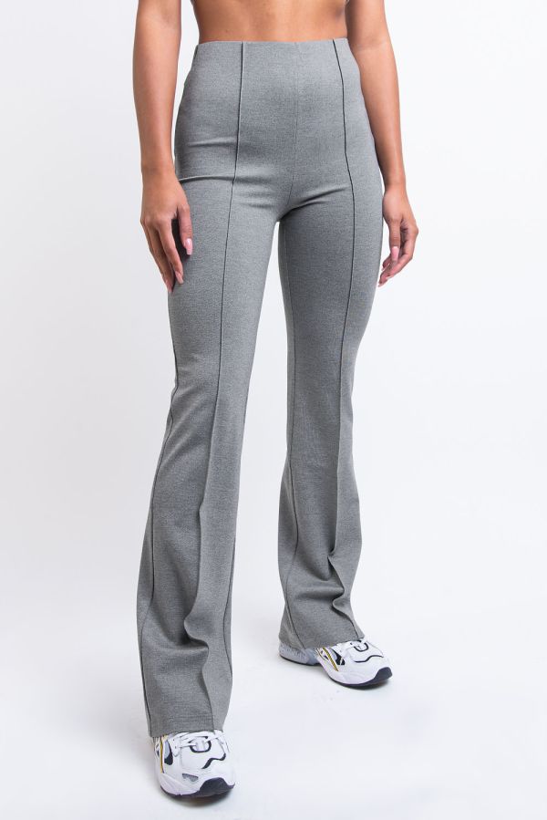 High Waist Leggings With Pintucks - Kennedy Light Grey Melange