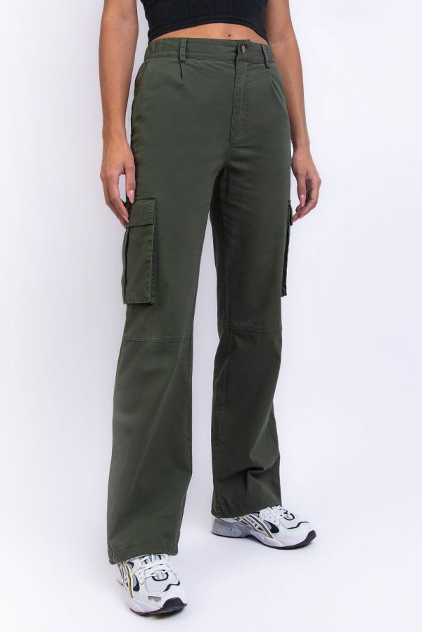 High Waist Cargo Pants - Austin Khaki