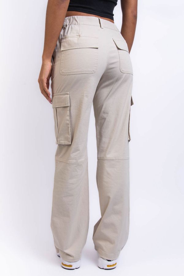 Mid Waist Cargo Pants - Denver Beige