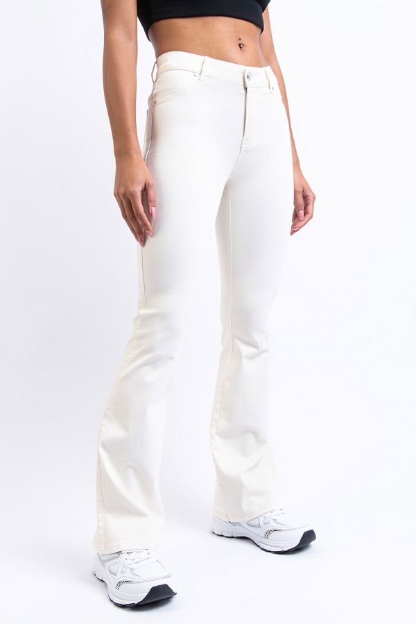 Mid Waist Bootcut Pants - Peyton Light Beige