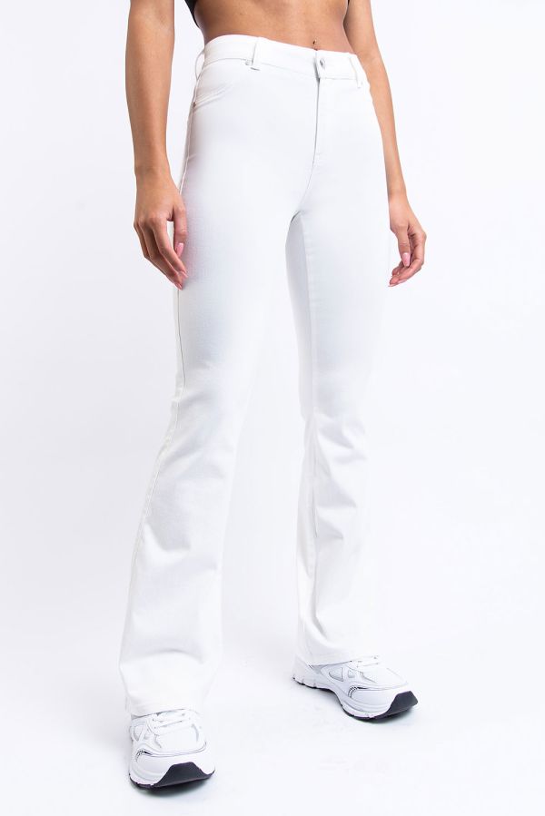 Mid Waist Bootcut Pants - Peyton White